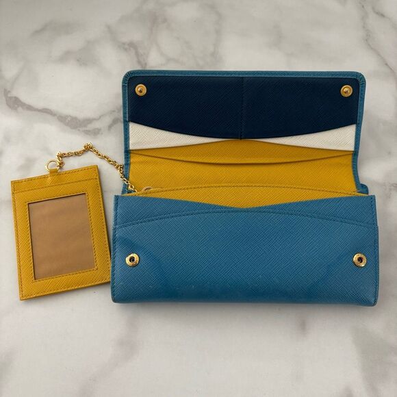 Prada Milano 2in1 Blue Long Wallet with Authenticity Card and Box - Picture 3 of 15